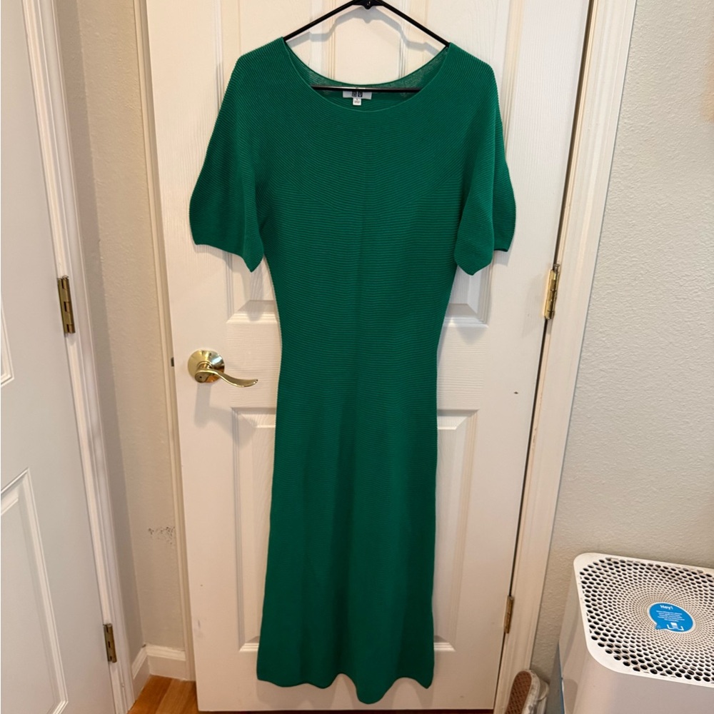 Uniqlo U (Lemaire collaboration) 3D Knit Vibrant Green Midi Dress